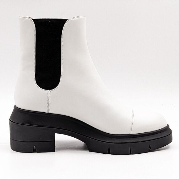 Stuart Weitzman Women Norah Chelsea Platform Boots White Leather sz 7 - Picture 4 of 9